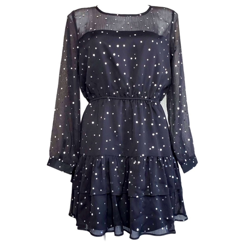 BB Dakota | NWT Moon & Star Print Ruffle Dress M